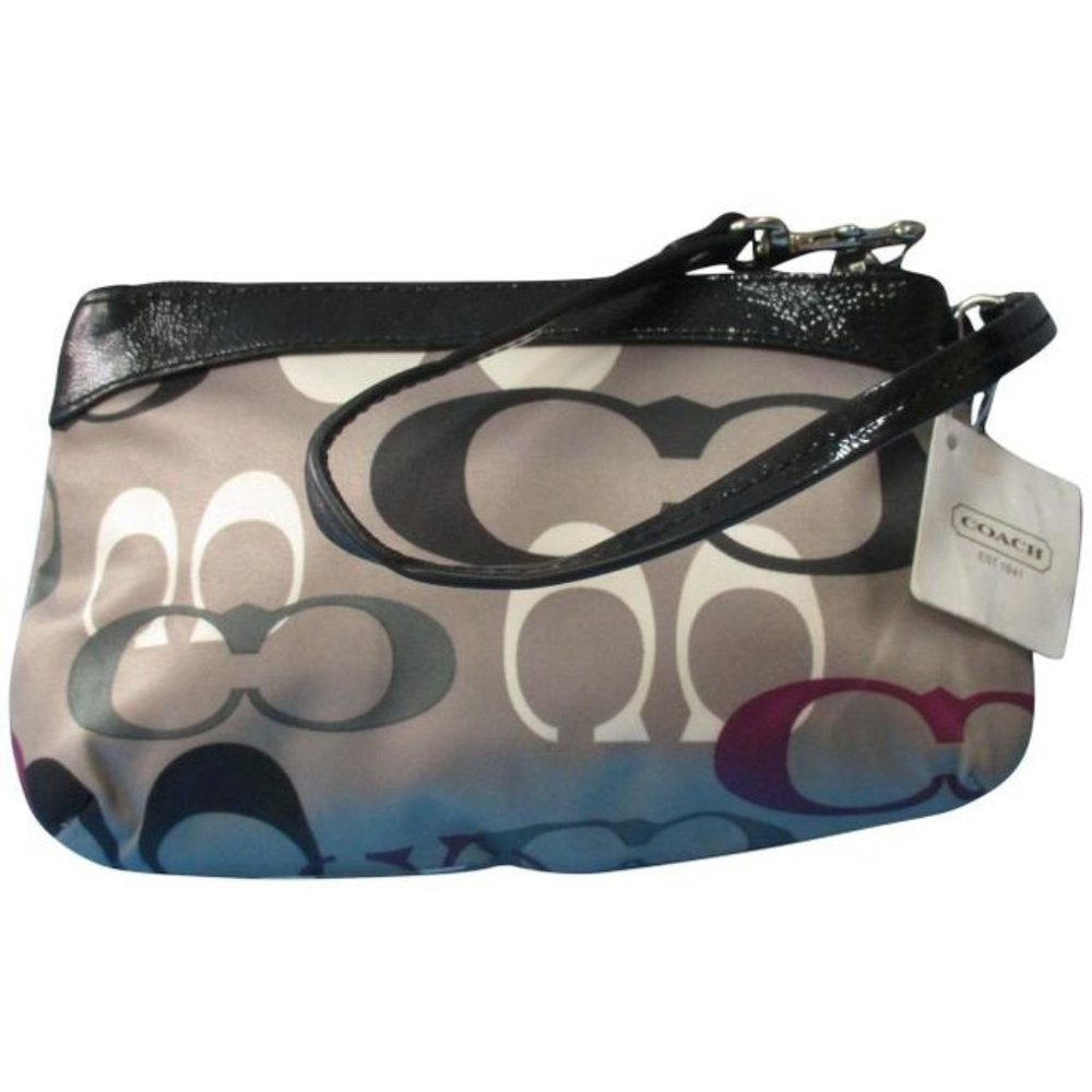 *COACH Burgundy Taupe Sateen  Black Crinkle Patent